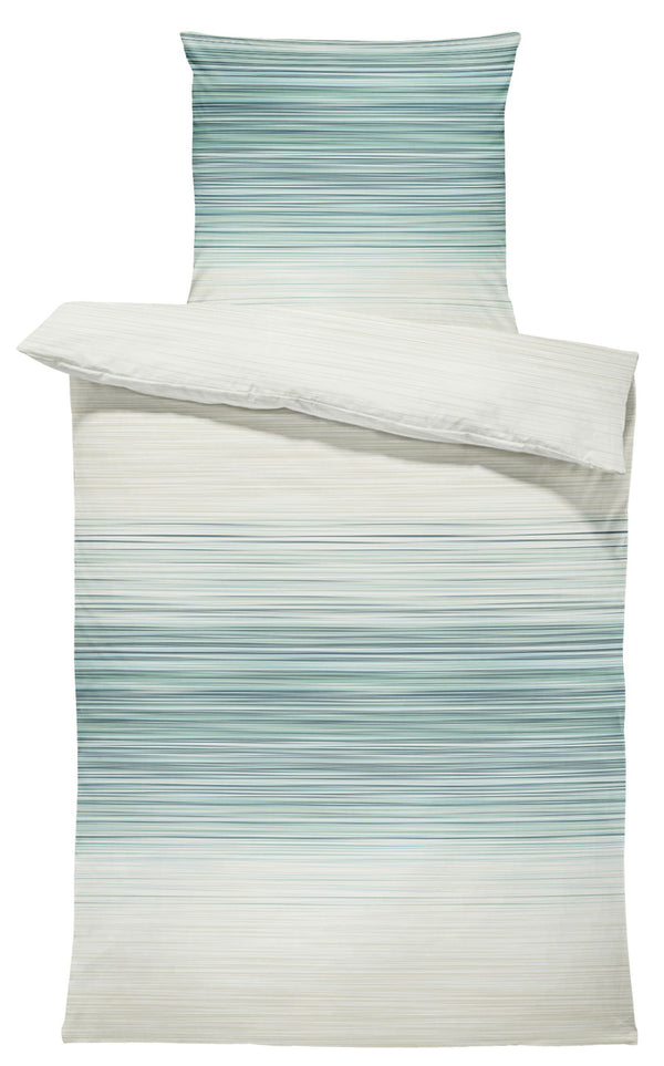 One Home Bettwäsche 155x200 cm gestreift beige grün Pastell modern Renforcé Baumwolle