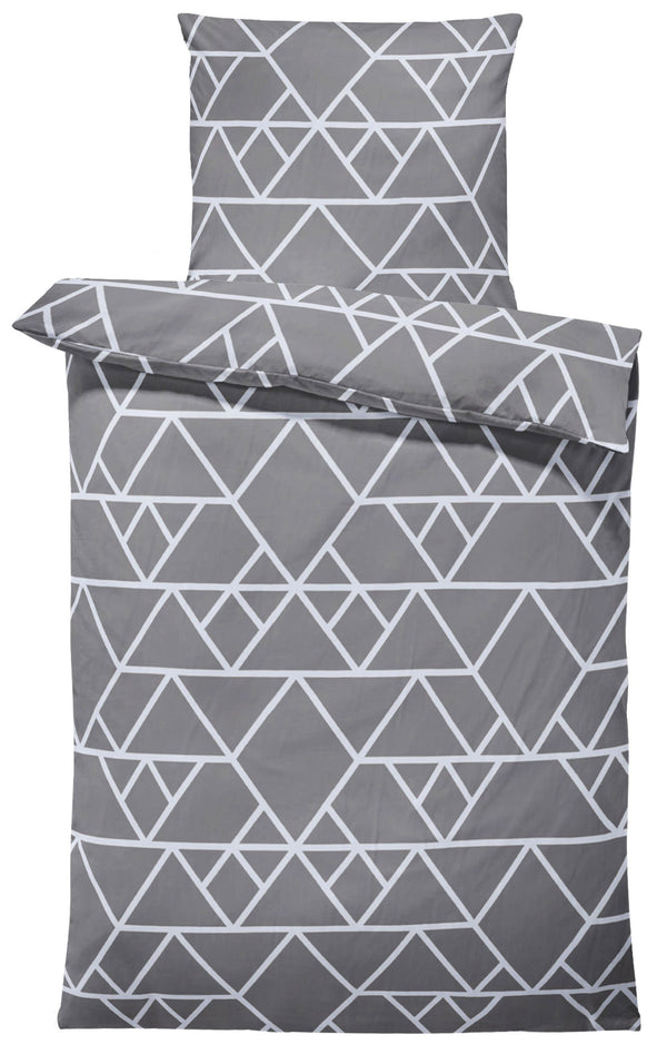One Home Bettwäsche 155x220 cm Geometrisch Grafisch grau weiß modern Übergröße Microfaser
