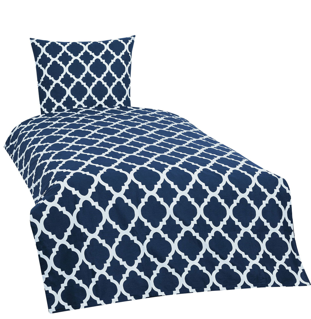One Home Bettwäsche 155x220 cm Ornamente blau weiß Übergröße Baumwolle Renforce