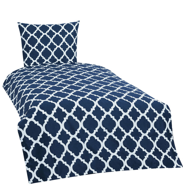 One Home Bettwäsche 155x220 cm Ornamente blau weiß Übergröße Baumwolle Renforce