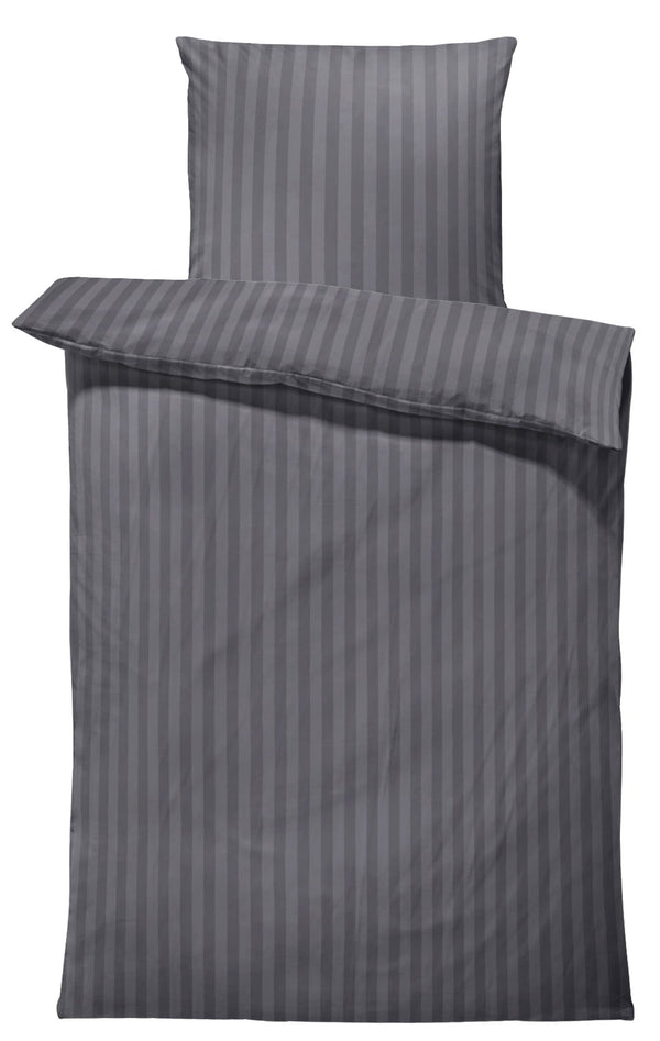 One Home Bettwäsche 155x220 cm Streifen gestreift anthrazit Damast Microfaser Übergröße