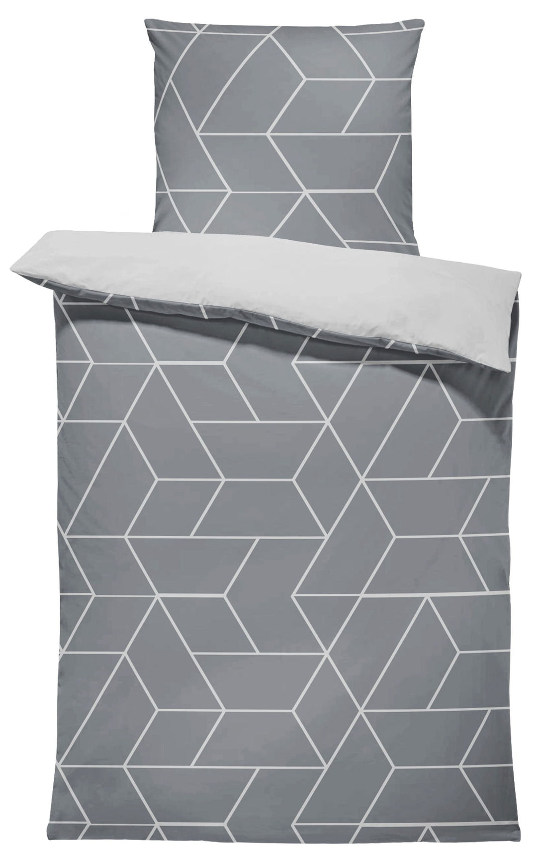 One Home Bettwäsche 155x220 cm geometrisch grau anthrazit modern Übergröße Microfaser