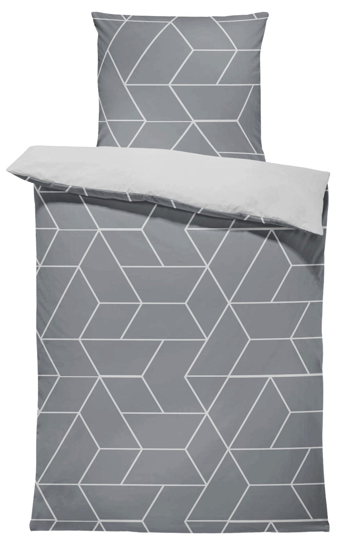 One Home Bettwäsche 155x220 cm geometrisch grau anthrazit modern Übergröße Microfaser