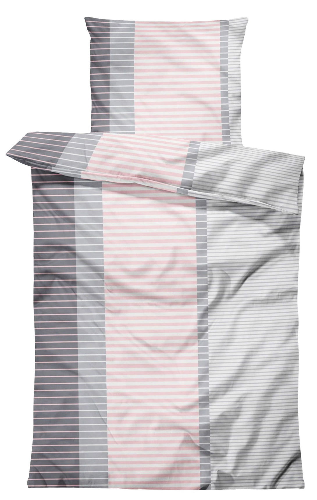 One Home Bettwäsche 155x220 cm gestreift Streifen rosa grau modern Übergröße Microfaser