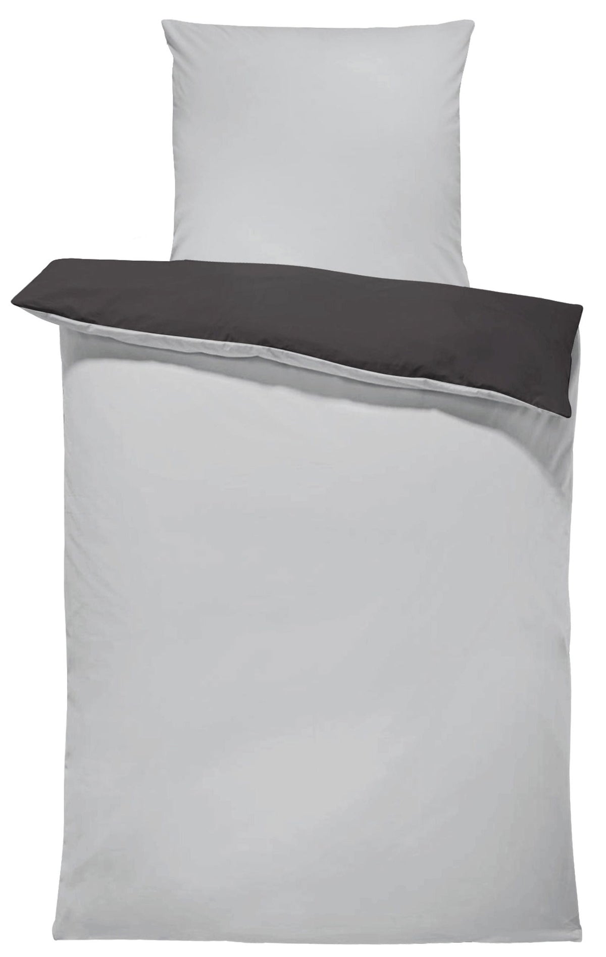 Bettwäsche 155x220 cm silber grau anthrazit Unifarben Übergröße Wende – One Home