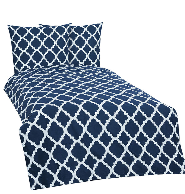 One Home Bettwäsche 200x200 cm Ornamente Morocco blau weiß Renforce Baumwolle