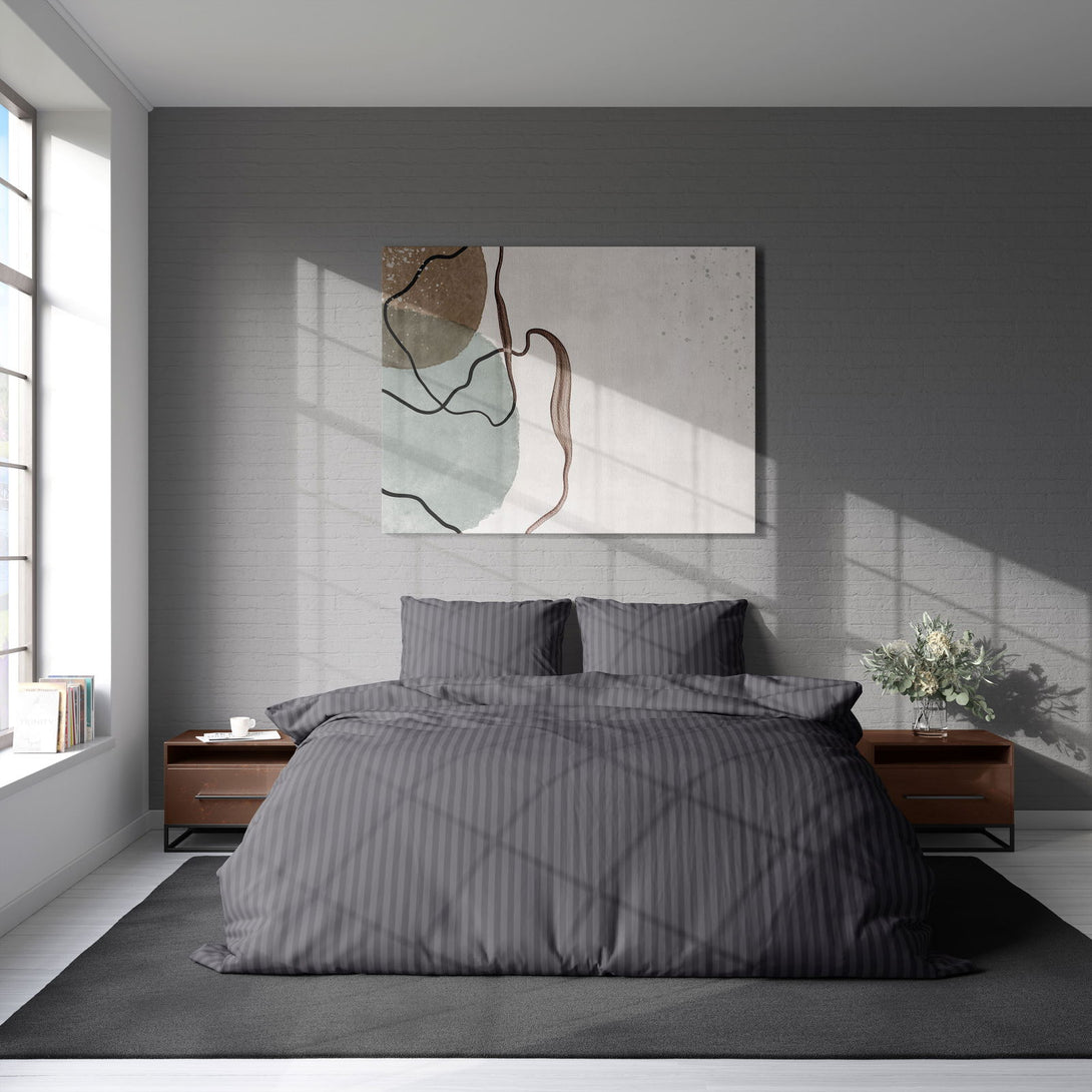 One Home Bettwäsche 200x200 cm Streifen gestreift anthrazit Damast Microfaser