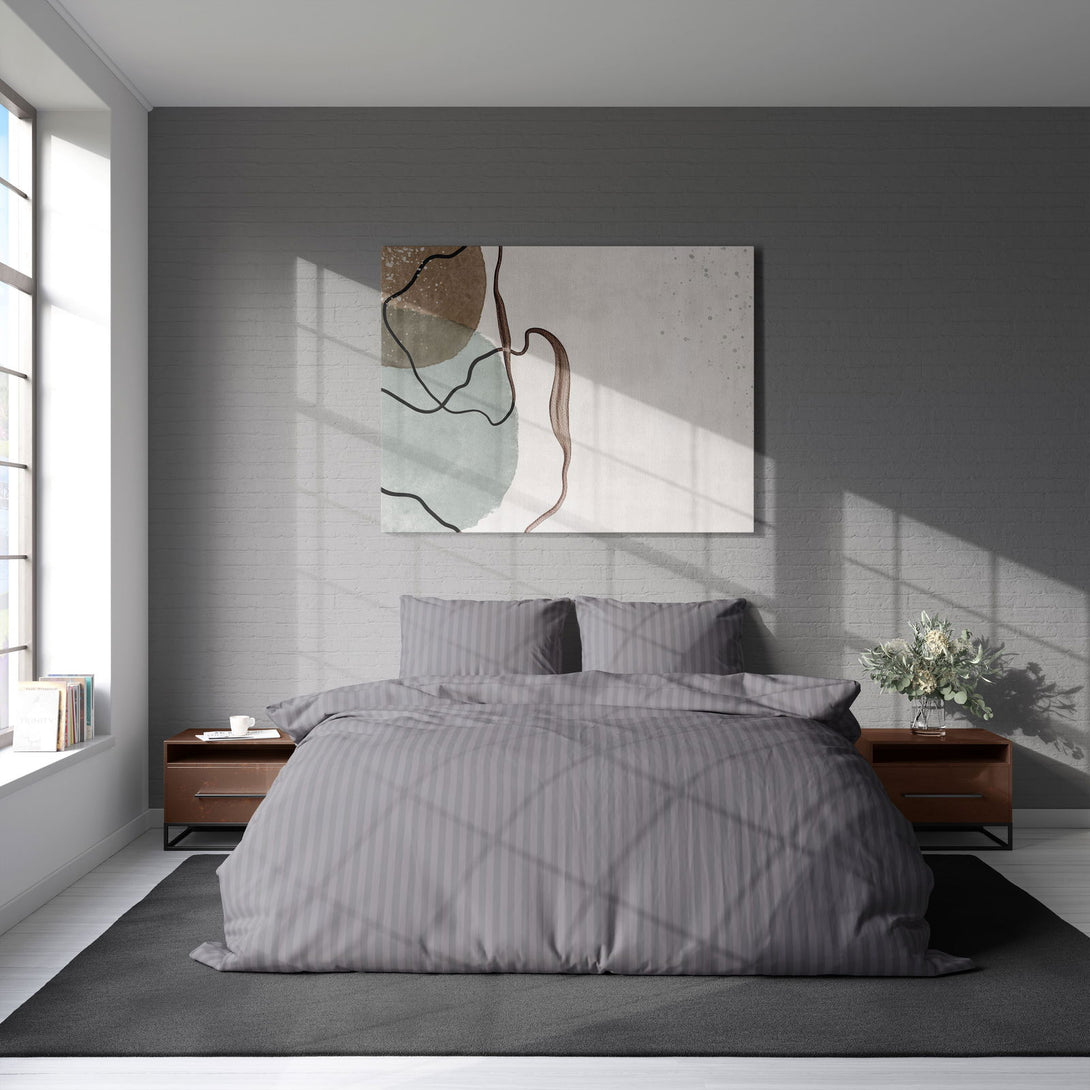 One Home Bettwäsche 200x200 cm Streifen gestreift grau weich Damast Microfaser