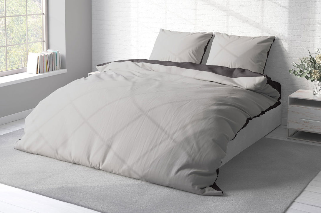 One Home Bettwäsche 200x200 cm grau silber anthrazit Uni Doppelbett Wende Microfaser