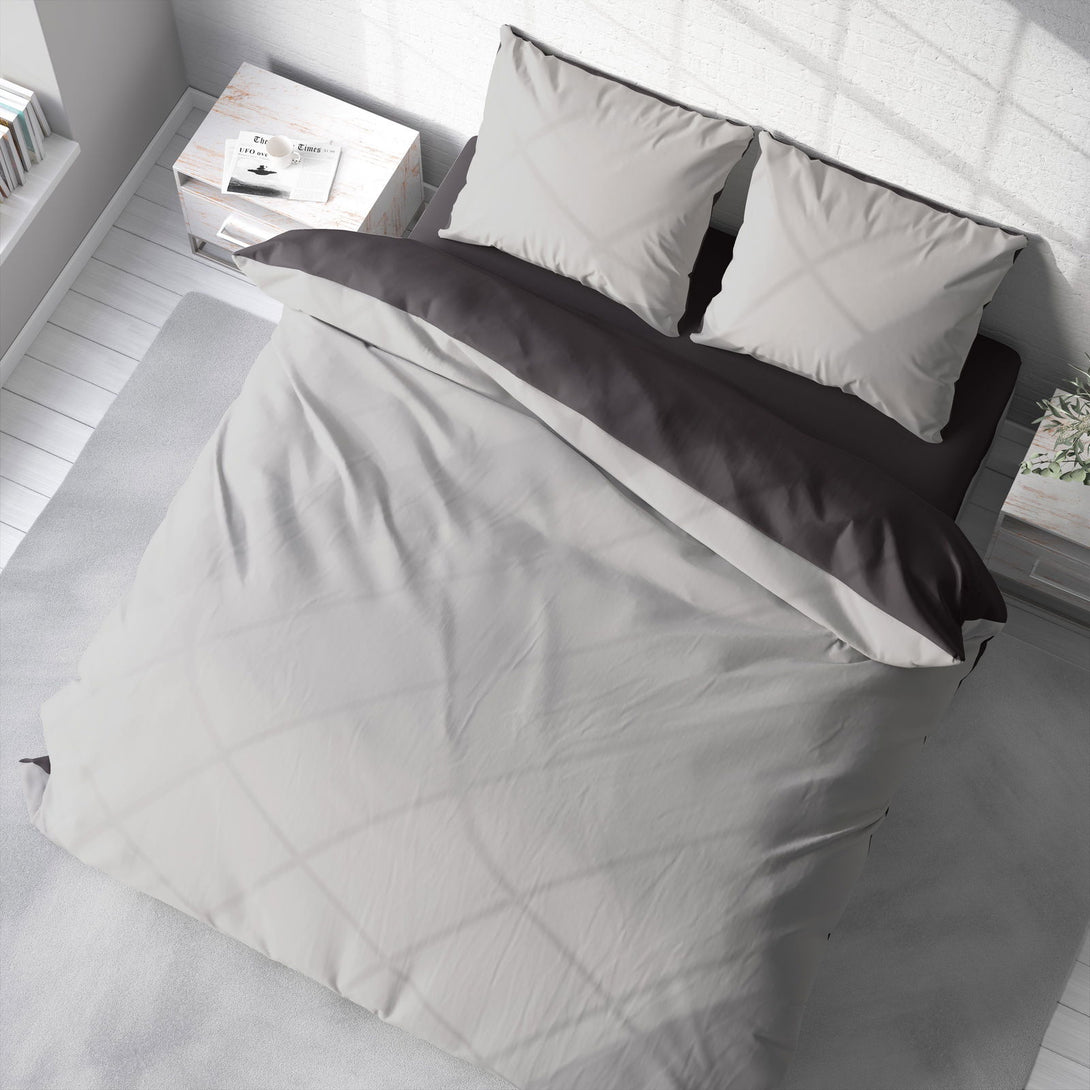 One Home Bettwäsche 200x200 cm grau silber anthrazit Uni Doppelbett Wende Microfaser