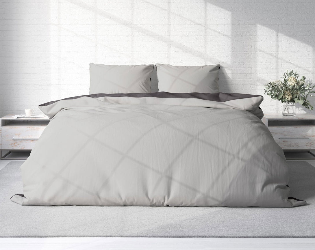 One Home Bettwäsche 200x200 cm grau silber anthrazit Uni Doppelbett Wende Microfaser