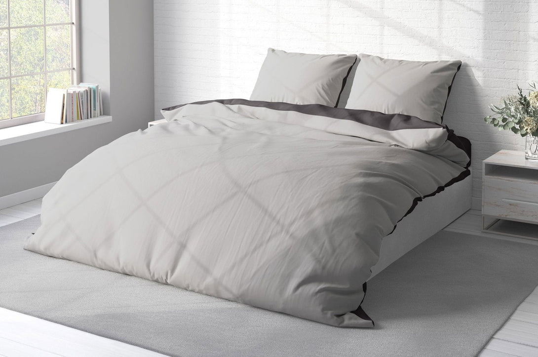 One Home Bettwäsche 200x200 cm grau silber anthrazit Uni Doppelbett Wende Microfaser