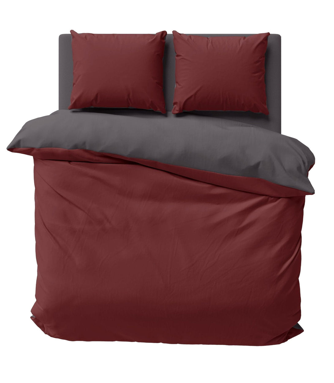 One Home Bettwäsche 200x220 cm bordeaux anthrazit Unifarben Doppelbett Wende Microfaser