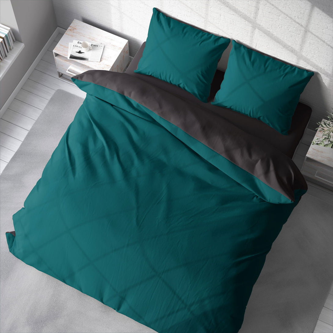 One Home Bettwäsche 200x220 cm petrol anthrazit Unifarben Doppelbett Wende Microfaser
