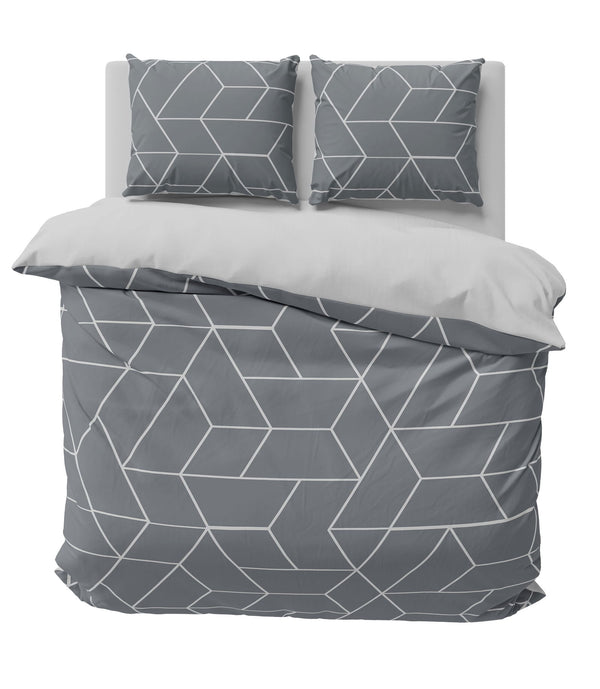 One Home Bettwäsche 240x220 cm geometrisch grau anthrazit modern Doppelbett Microfaser
