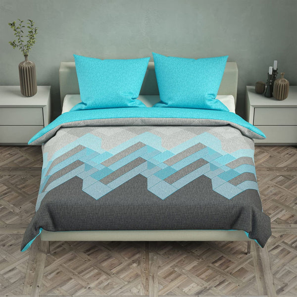 One Home Bettwäsche Geometrisch Grafisch meliert türkis grau modern Baumwolle Renforce