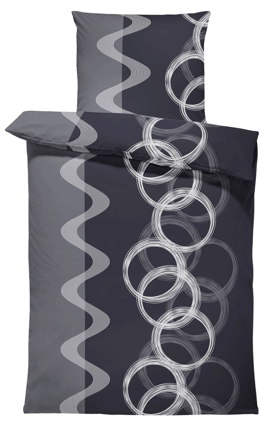 Bettwäsche Kreise schwarz anthrazit grau silber modern Baumwolle Renfo – One Home