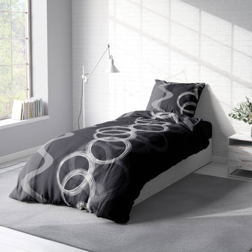 Bettwäsche Kreise schwarz anthrazit grau silber modern Baumwolle Renforce Set
