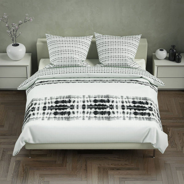 One Home Bettwäsche Set Gemustert Batik Gestreift schwarz weiß Wende Baumwolle Renforce