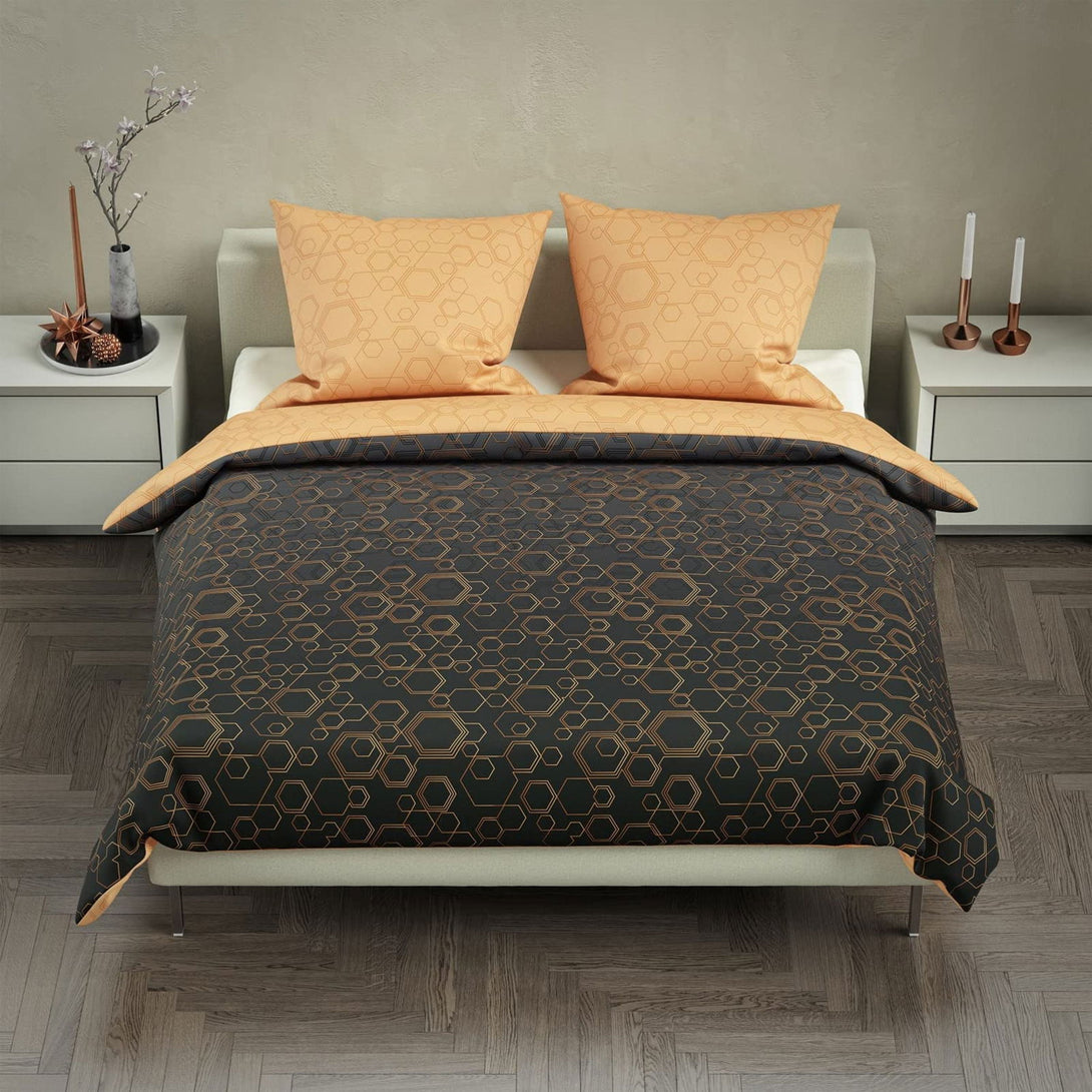 One Home Bettwäsche Set Geometrisch Grafisch modern dunkel braun Wende Baumwolle Renforce