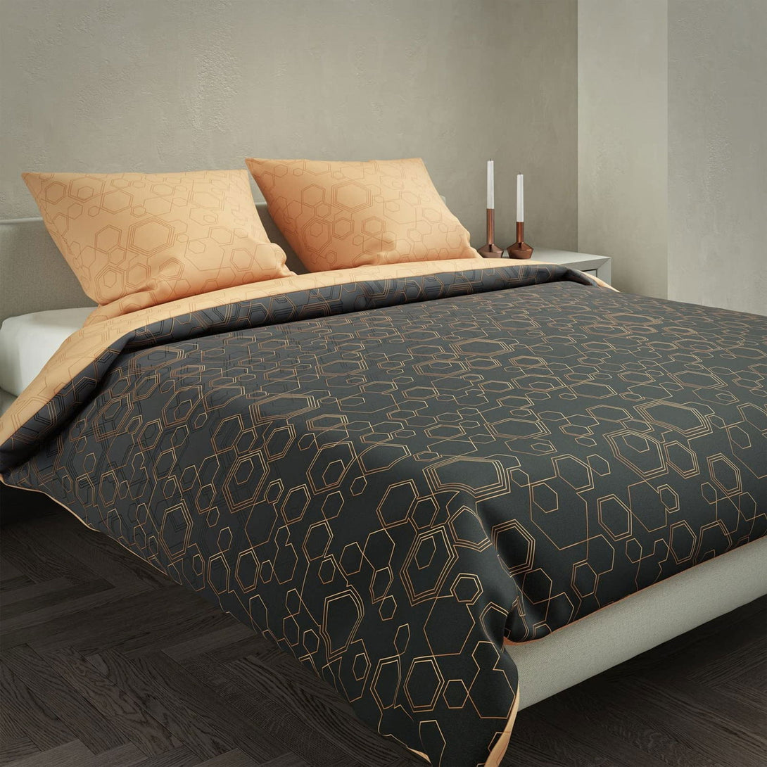 One Home Bettwäsche Set Geometrisch Grafisch modern dunkel braun Wende Baumwolle Renforce