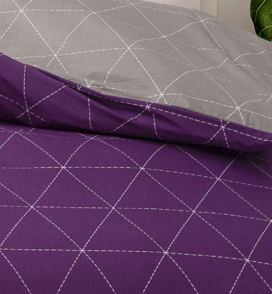 One Home Bettwäsche Set Geometrisch Raute modern lila violett Wende Baumwolle Renforce