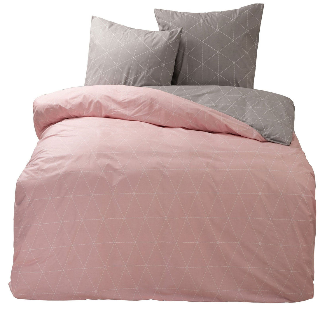One Home Bettwäsche Set Geometrisch Raute modern rosa anthrazit Wende Baumwolle Renforce