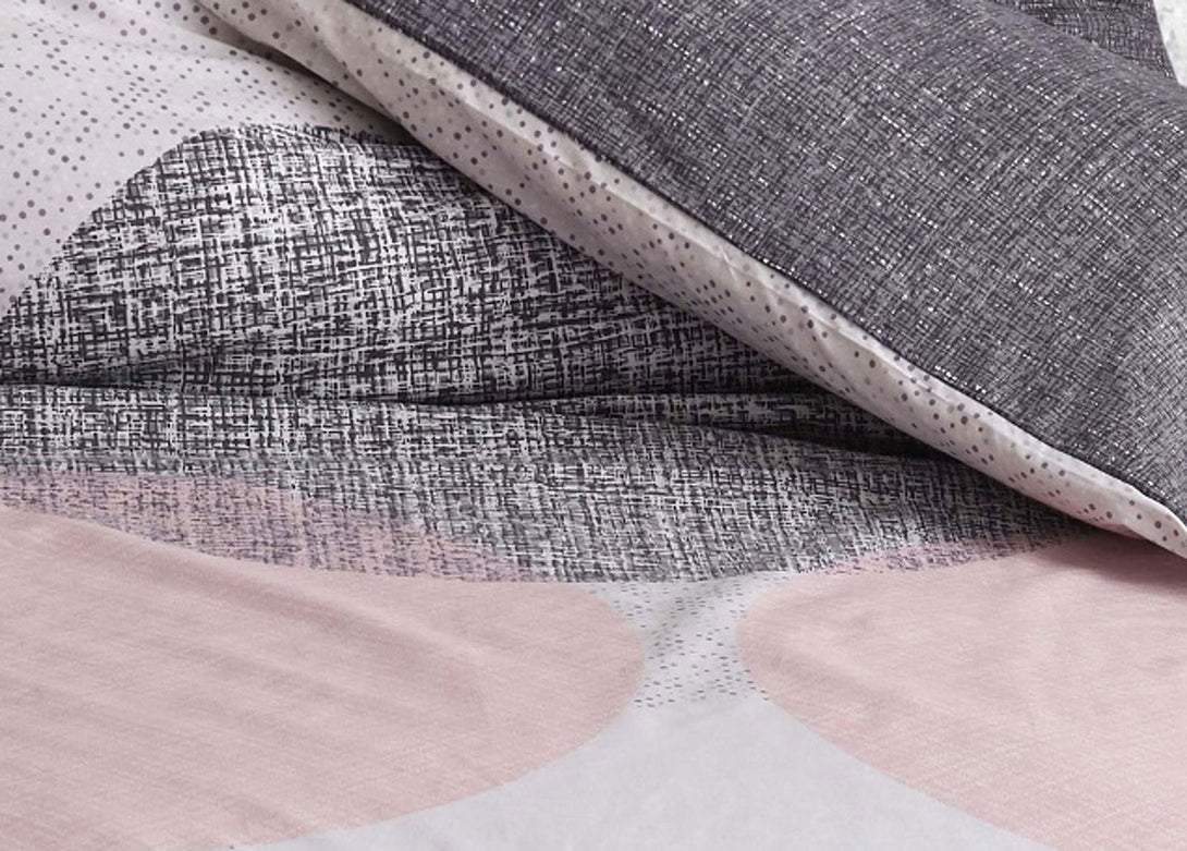 One Home Bettwäsche Set Kreise Meliert anthrazit rosa modern Wende Baumwolle Renforce