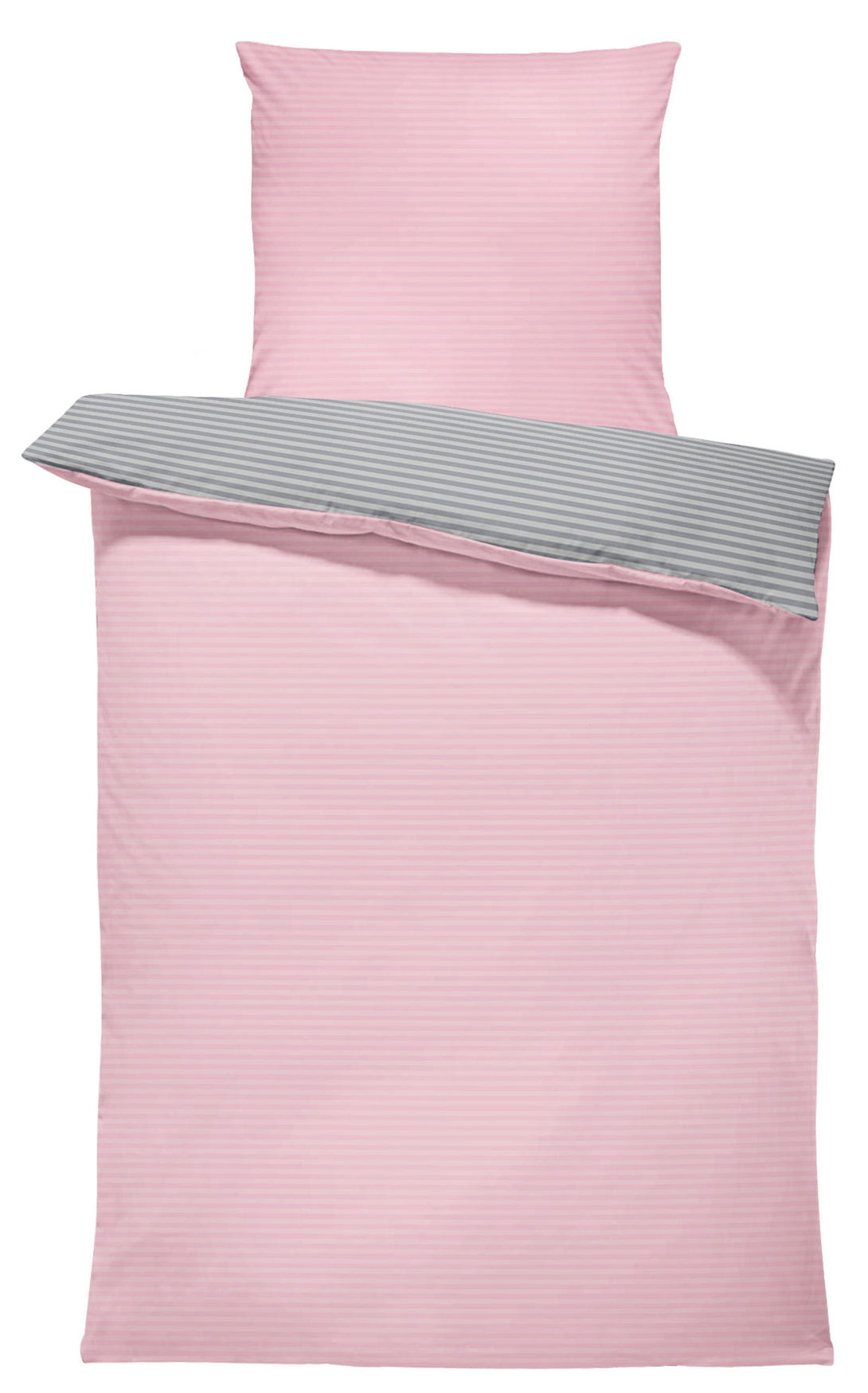 One Home Bettwäsche gestreift Streifen modern Wende Renforcé Baumwolle mit Reißverschluss rosa