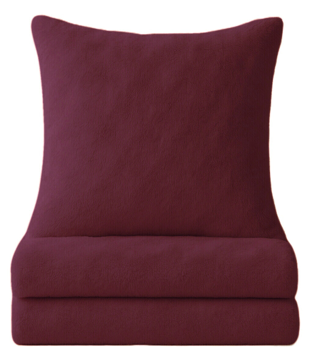 One Home Winter Bettwäsche Bubble Optik Uni Wende Teddy Plüsch Nicki Kuschelig Flauschig Warme Weiche Coral Fleece Flanell Cashmere Touch Bordeaux