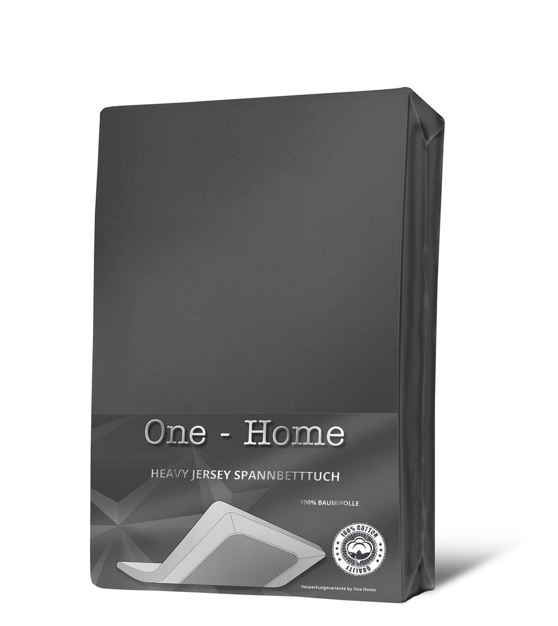 One Home Jersey Spannbettlaken Spannbetttuch weiche Heavy Baumwolle mit Rundumgummizug Anthrazit