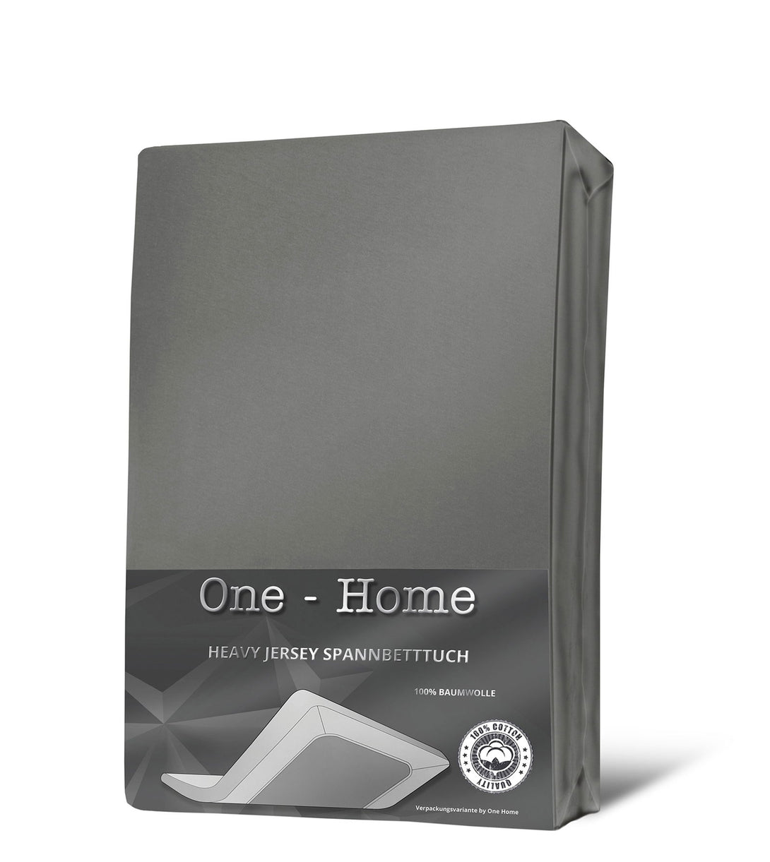 One Home Jersey Spannbettlaken Spannbetttuch weiche Heavy Baumwolle mit Rundumgummizug Grau