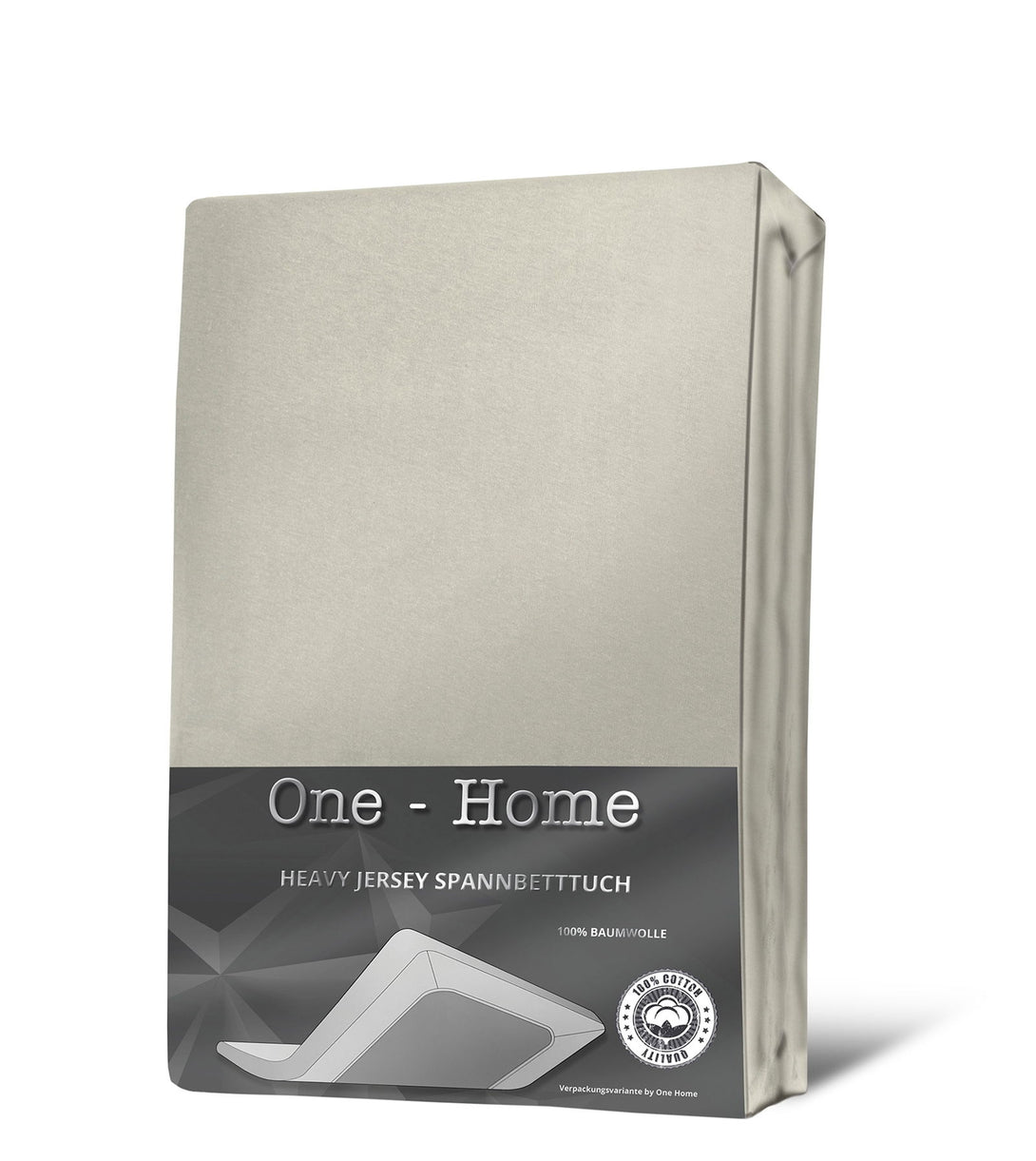 One Home Jersey Spannbettlaken Spannbetttuch weiche Heavy Baumwolle mit Rundumgummizug Natur