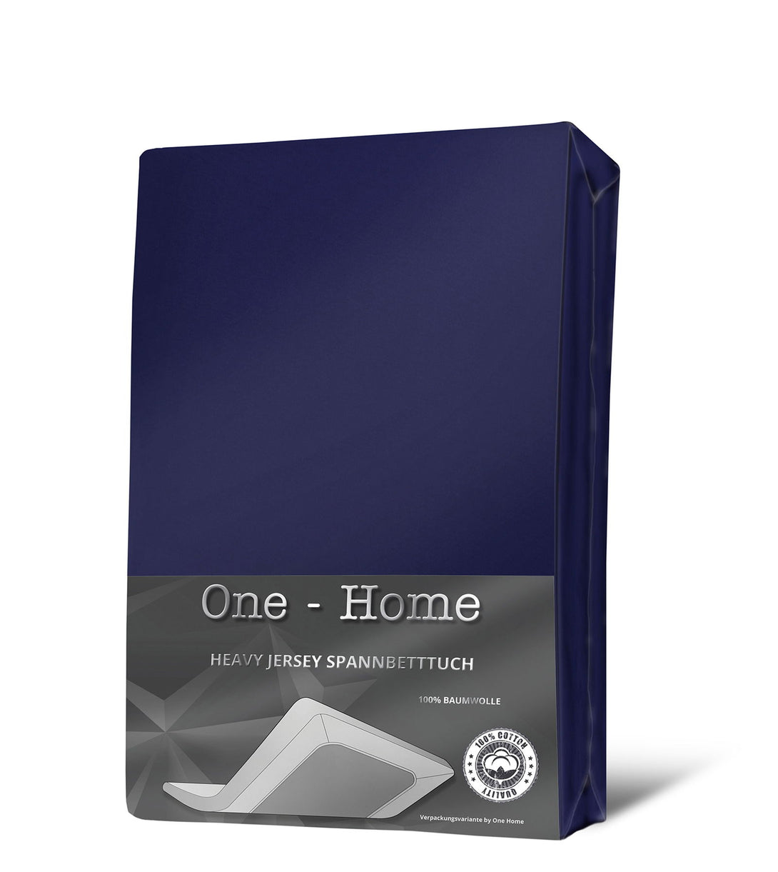 One Home Jersey Spannbettlaken Spannbetttuch weiche Heavy Baumwolle mit Rundumgummizug Navy Blau