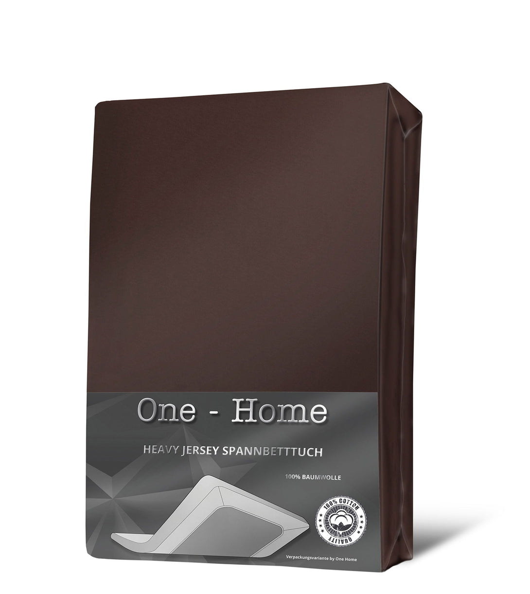 One Home Jersey Spannbettlaken Spannbetttuch weiche Heavy Baumwolle mit Rundumgummizug Braun