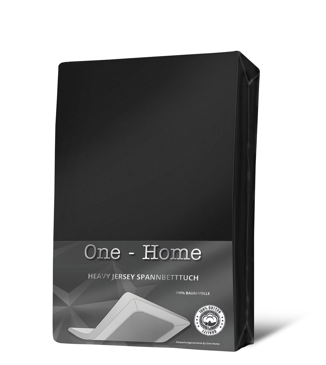 One Home Jersey Spannbettlaken Spannbetttuch weiche Heavy Baumwolle mit Rundumgummizug Schwarz
