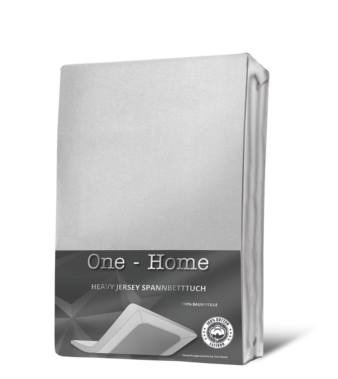 One Home Jersey Spannbettlaken Spannbetttuch weiche Heavy Baumwolle mit Rundumgummizug Weiß