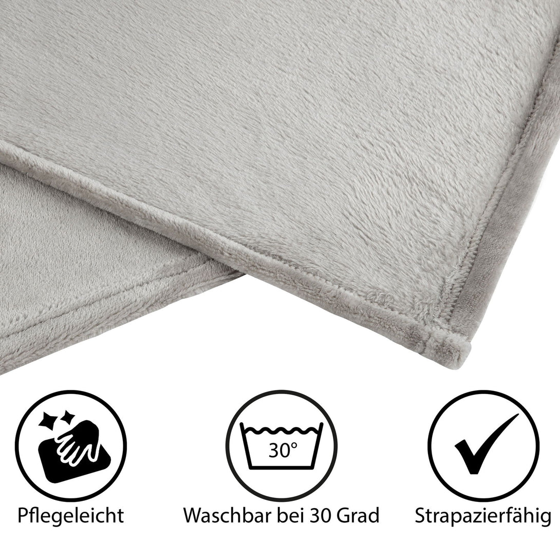 One Home Kuscheldecke Flauschig 150x200 cm grau warm kuschelig weich Nicki Fleecedecke