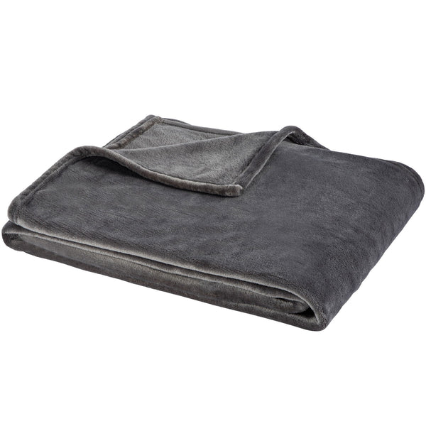 One Home Kuscheldecke Flauschig 180x220 cm anthrazit kuschelig weich Nicki Fleecedecke