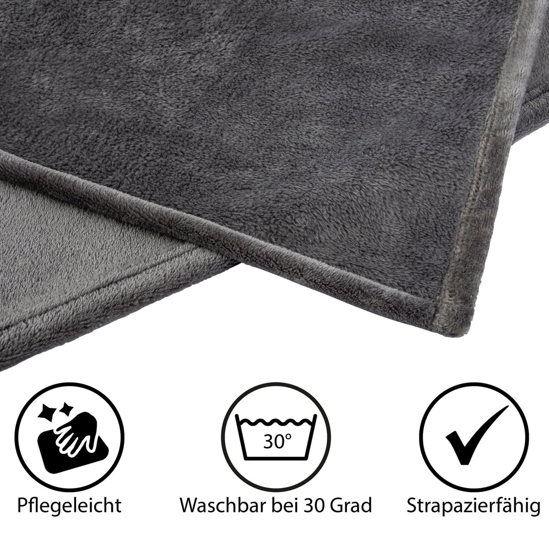 One Home Kuscheldecke Flauschig 180x220 cm anthrazit kuschelig weich Nicki Fleecedecke