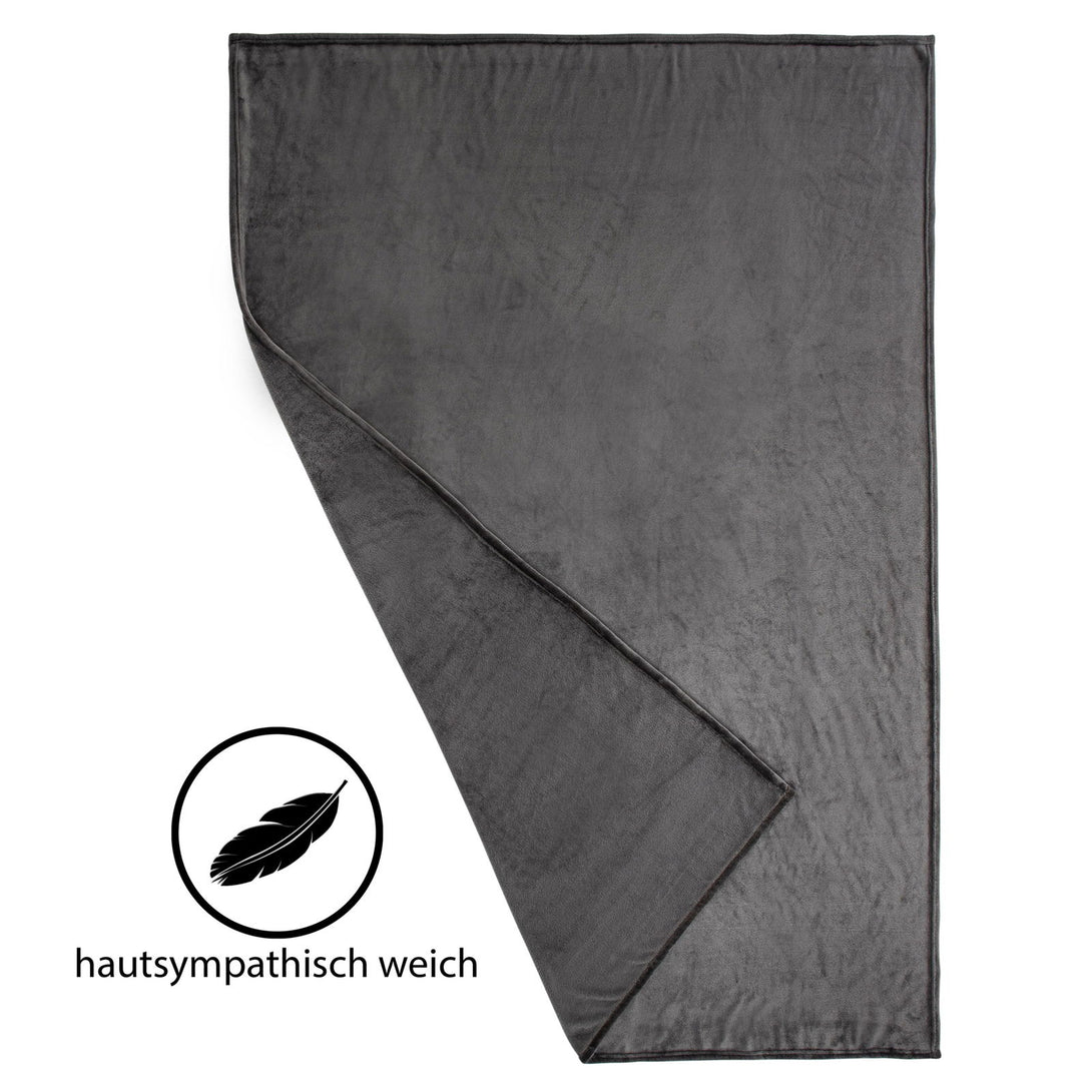 One Home Kuscheldecke Flauschig 180x220 cm anthrazit kuschelig weich Nicki Fleecedecke
