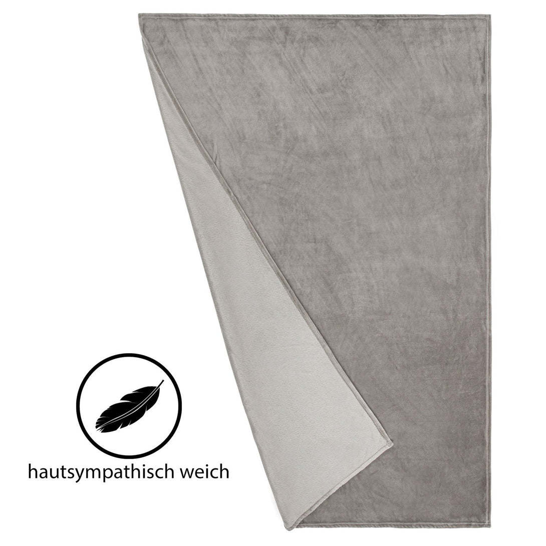 One Home Kuscheldecke Flauschig 180x220 cm grau warm kuschelig weich Nicki Fleecedecke