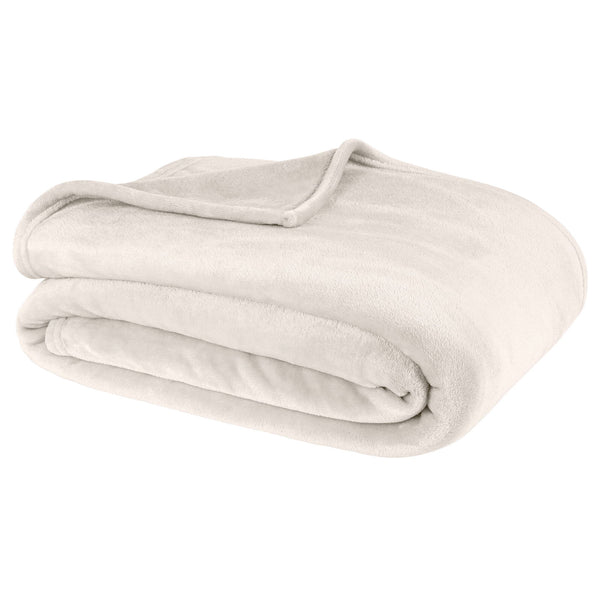 One Home Kuscheldecke Flauschig 180x220 cm weiß ecru kuschelig weich Nicki Fleecedecke