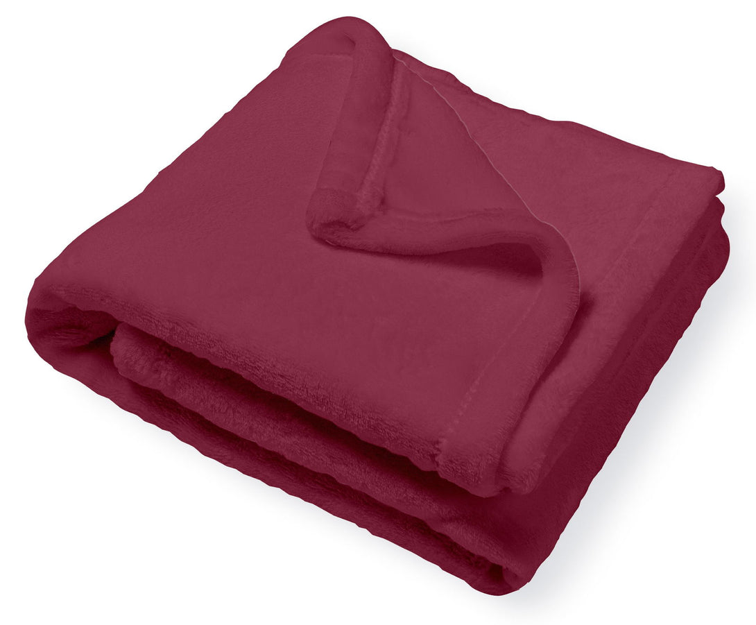 One Home Kuscheldecke Flauschig 230x270 cm bordeaux kuschelig warm Tagesdecke Fleecedecke