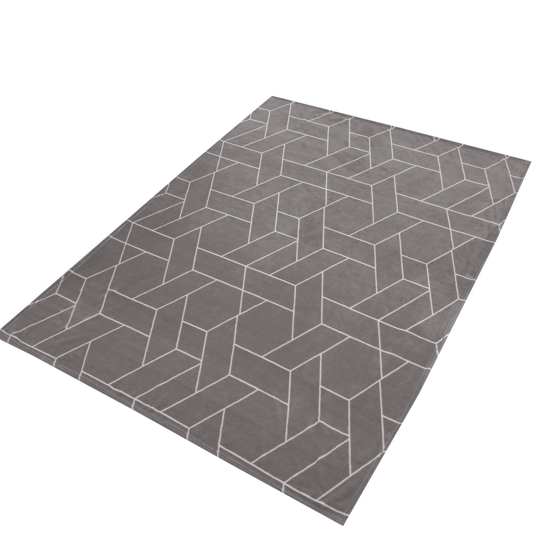 One Home Kuscheldecke Tagesdecke Geometrisch Grau Kuschelig Flauschig Warm Soft Wohndecke