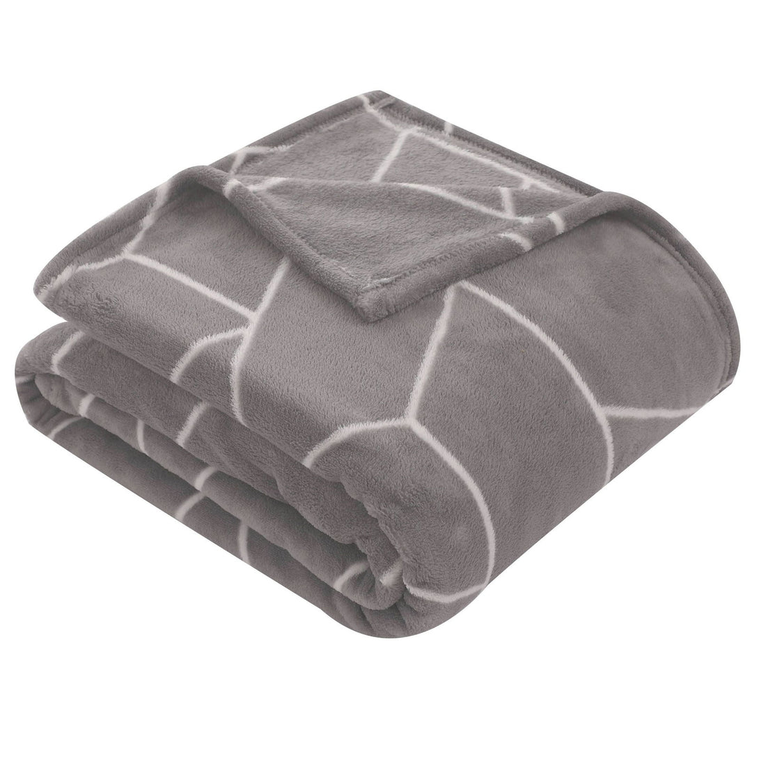 One Home Kuscheldecke Tagesdecke Geometrisch Grau Kuschelig Flauschig Warm Soft Wohndecke