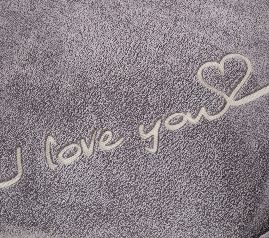 One Home Kuscheldecke Tagesdecke Love You Herz Grau Glow in the Dark Kuschelig Flauschig