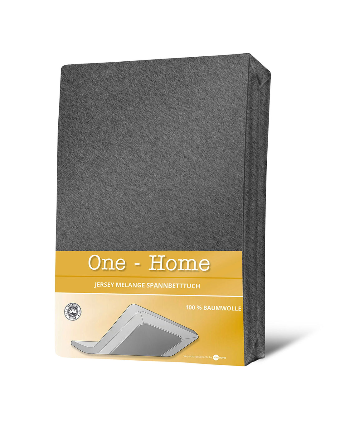 One Home Melange Jersey Spannbettlaken Spannbetttuch meliert Baumwolle mit Rundumgummizug anthrazit