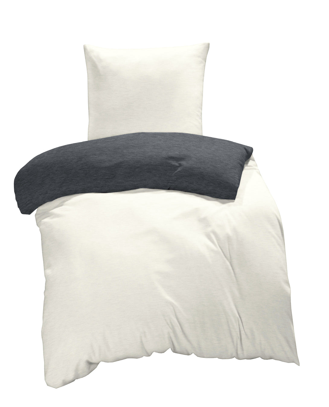 One Home Winter Bettwäsche Biber Meliert Baumwolle Flanell Kuschelig Flauschig Warme Weiche Melange Modern natur anthrazit