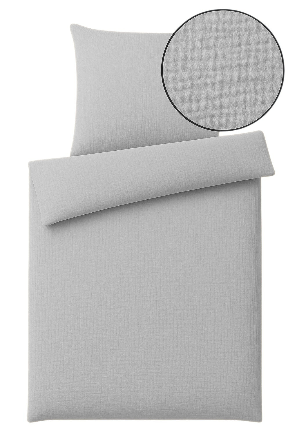 One Home Musselin Bettwäsche 135x200 cm / 155x220 cm Unifarben weiche Baumwolle grau